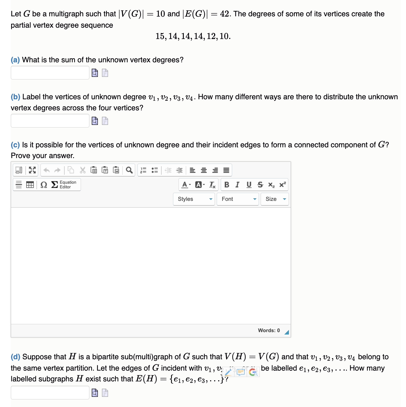 ( d ) Suppose that H is a bipartite sub ( multi )