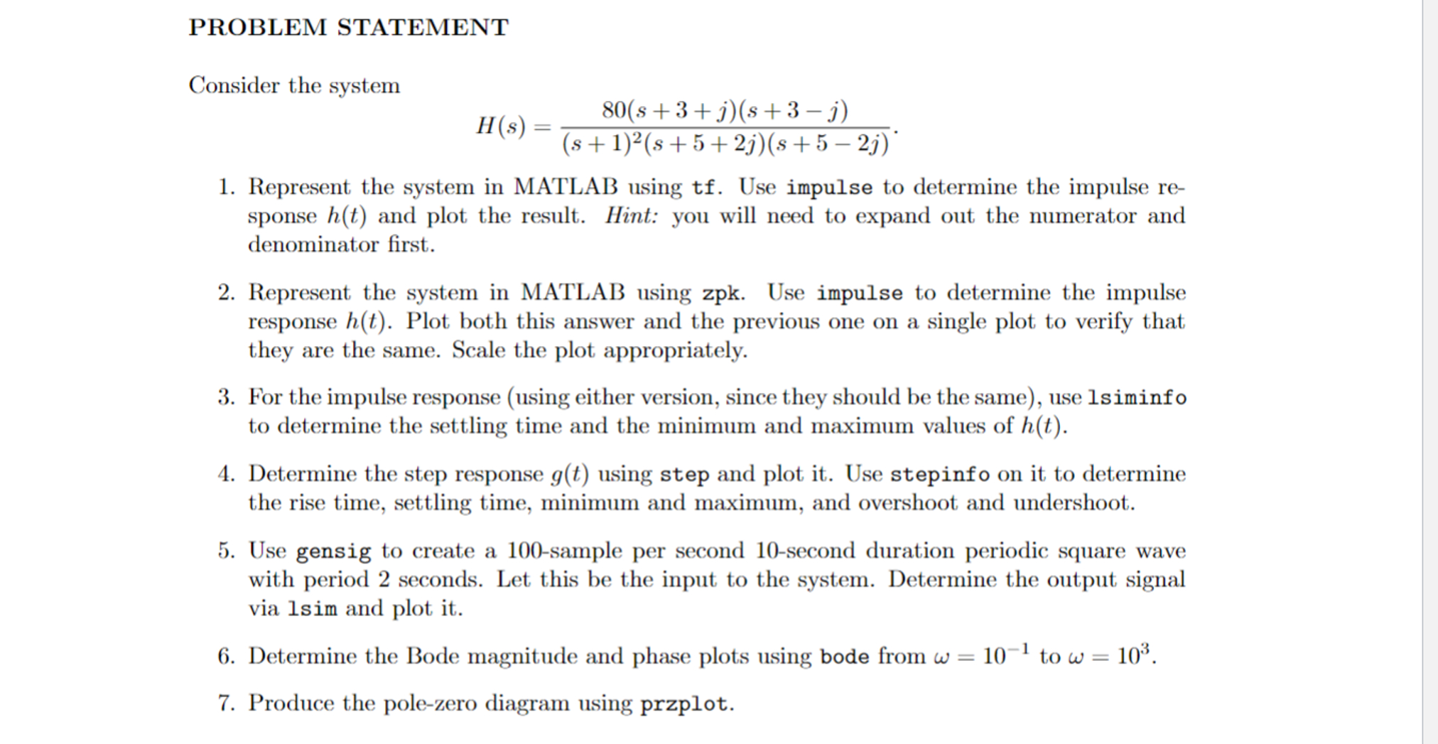Please answer in detail and show matlab code,