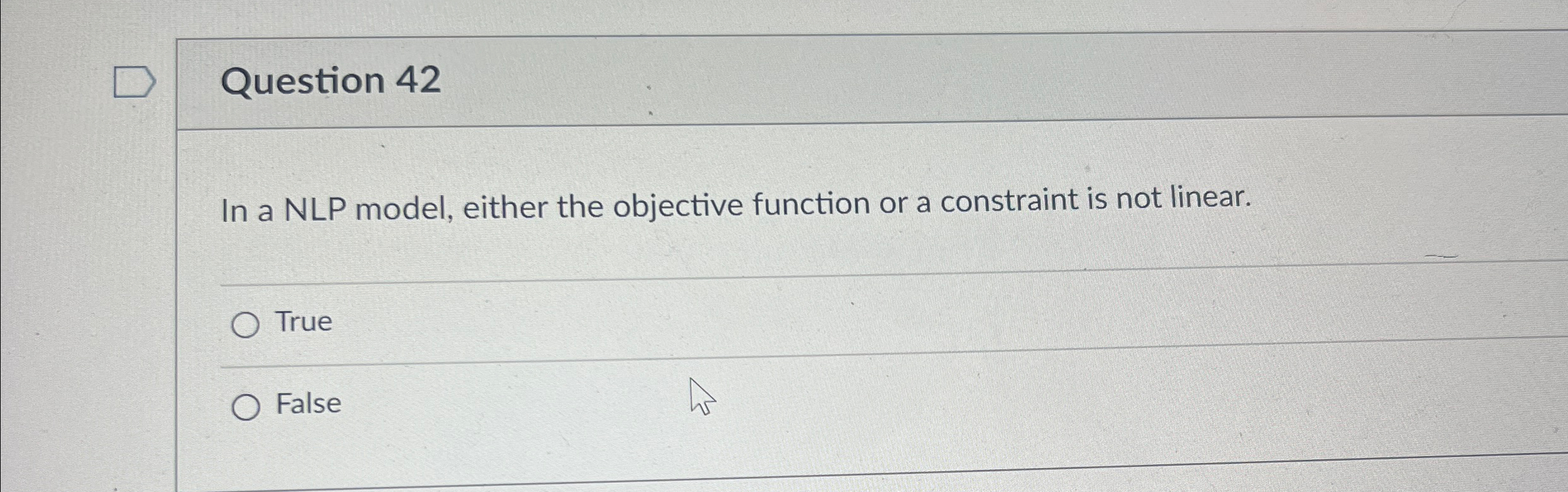 Question 4 2 In a NLP model, either the objective