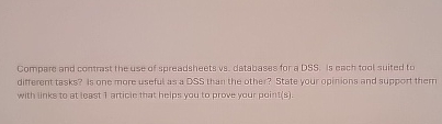 Comparc and contrast the use of spreadsheets vs .