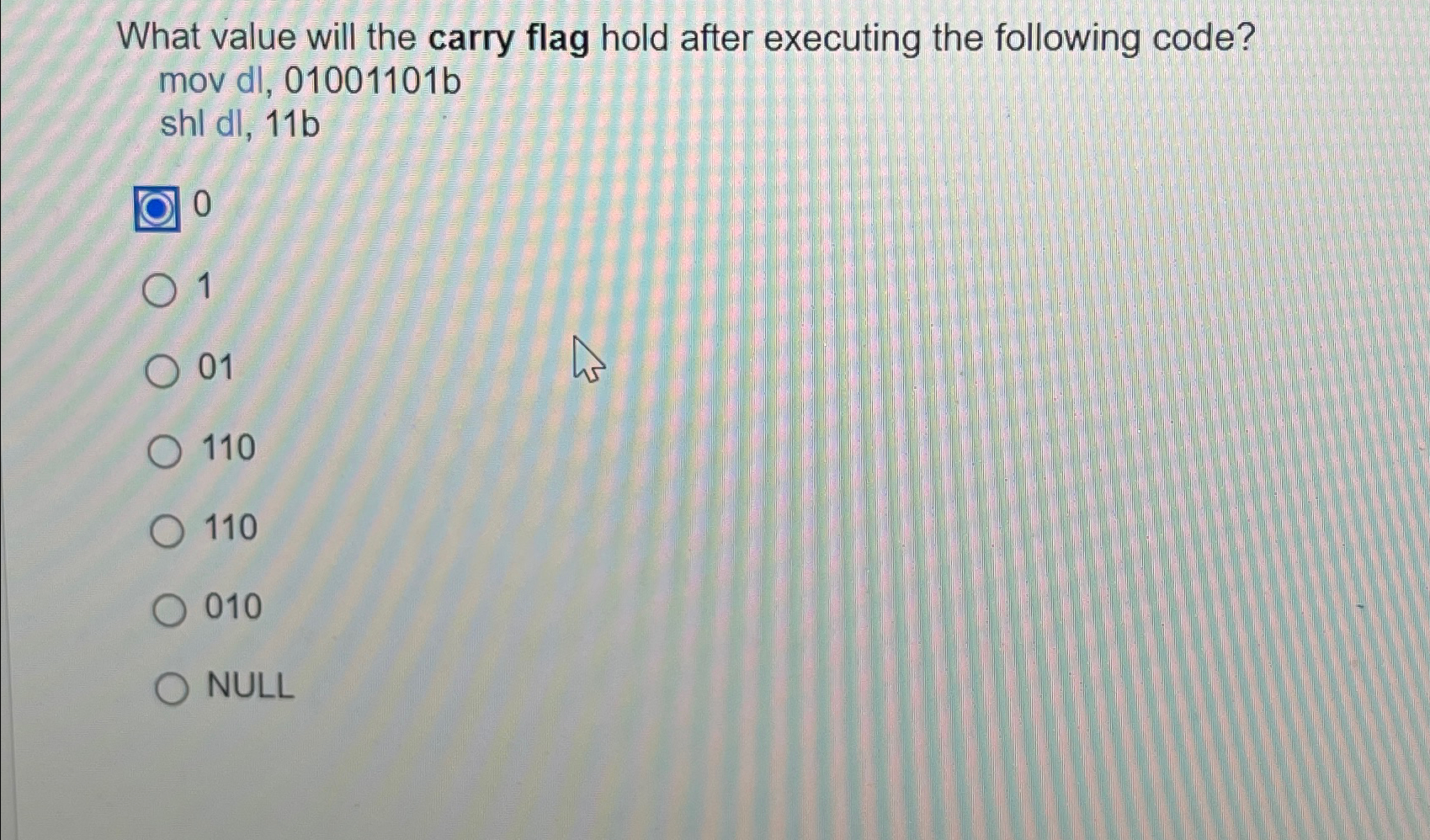 What value will the carry flag hold after