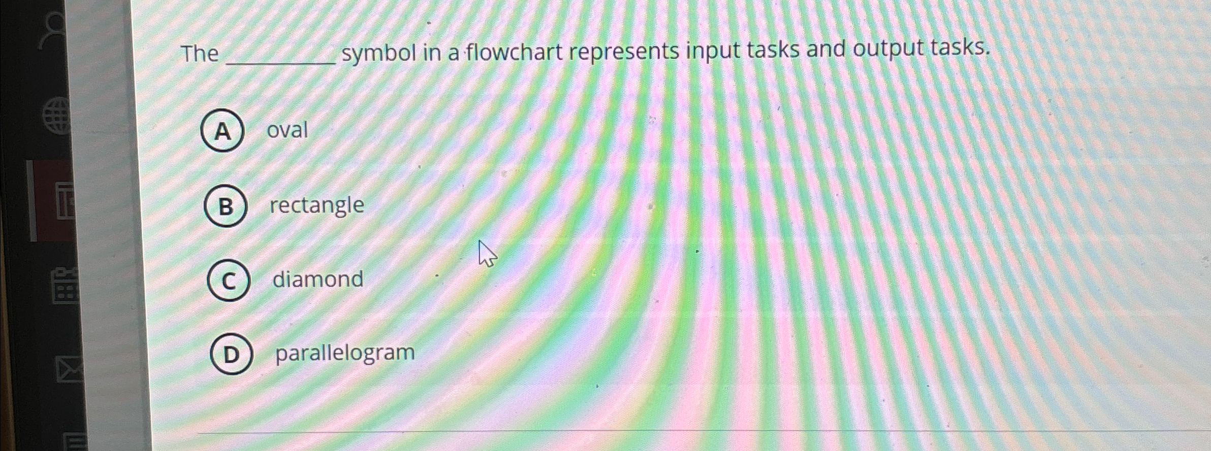 The q , symbol in a flowchart represents input