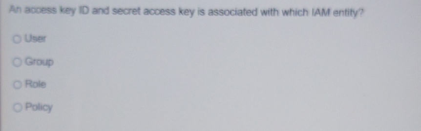 An acoess key ID and secret access key is