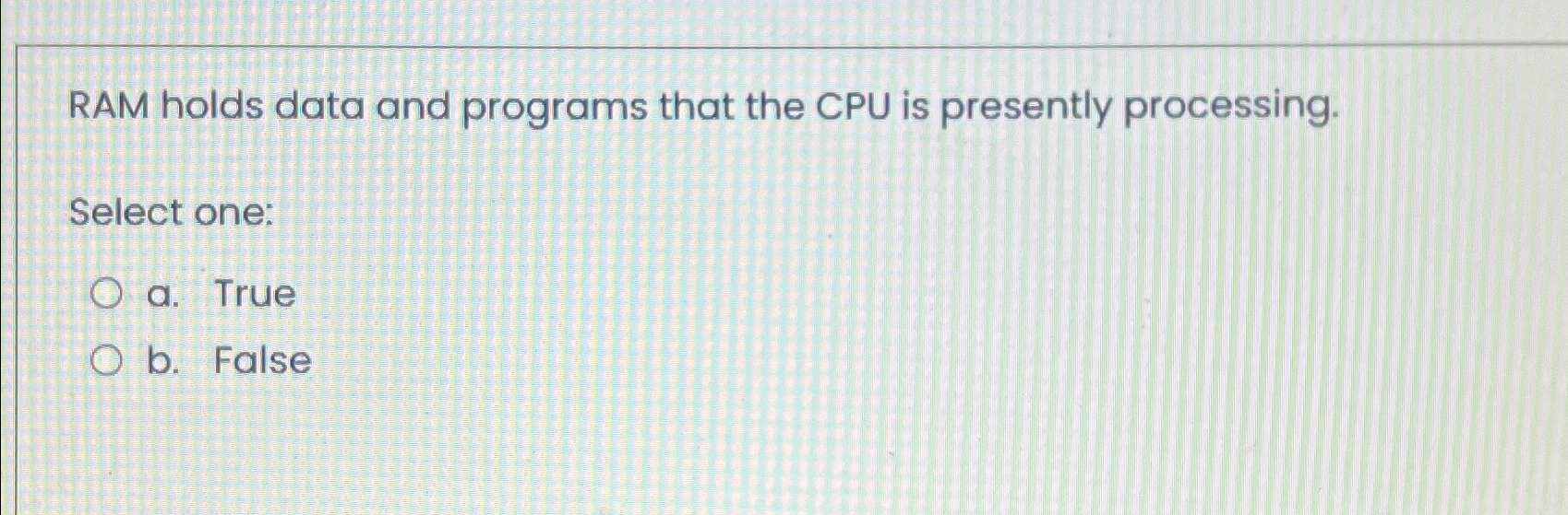 RAM holds data and programs that the CPU is