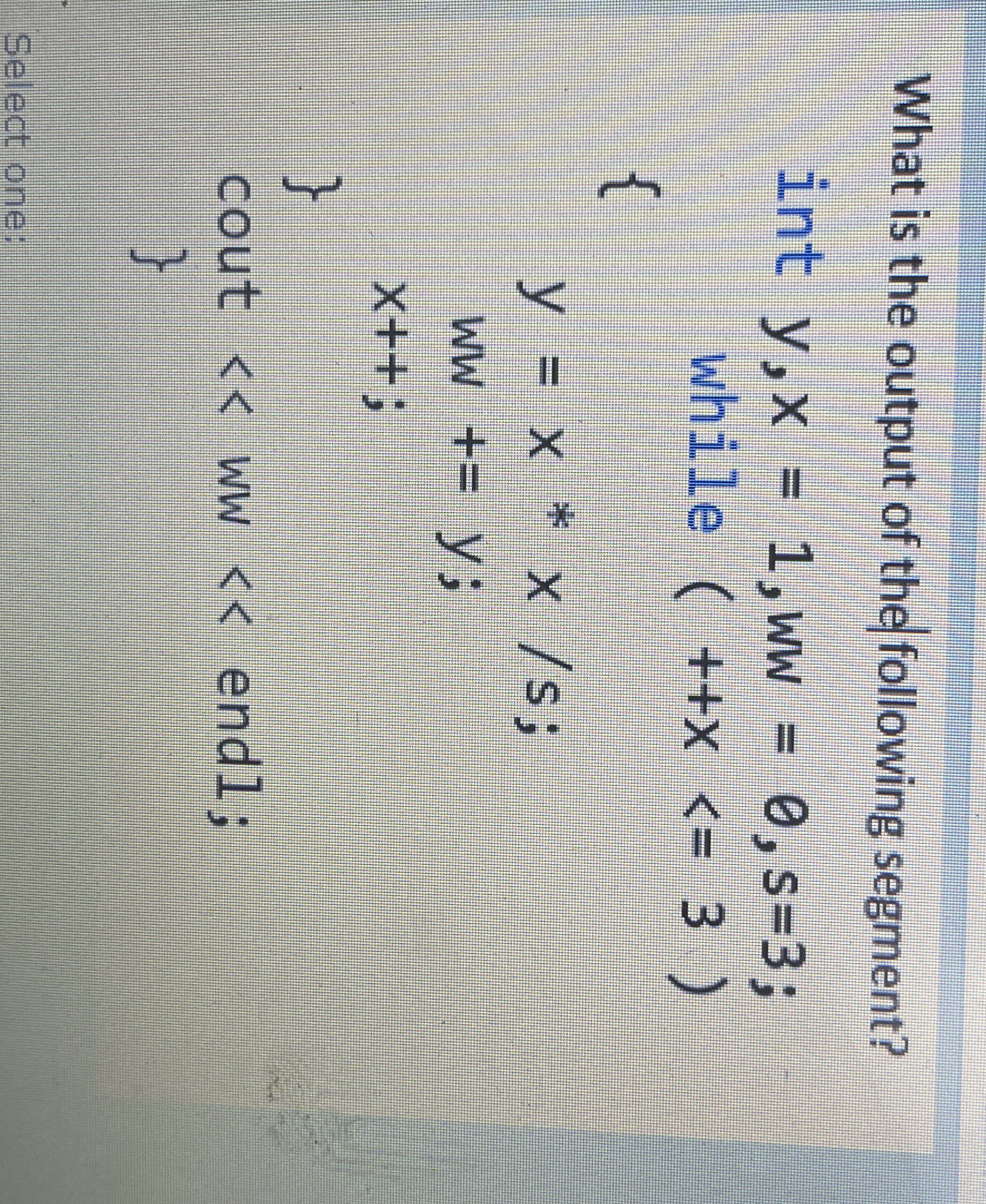 What is the output of the following