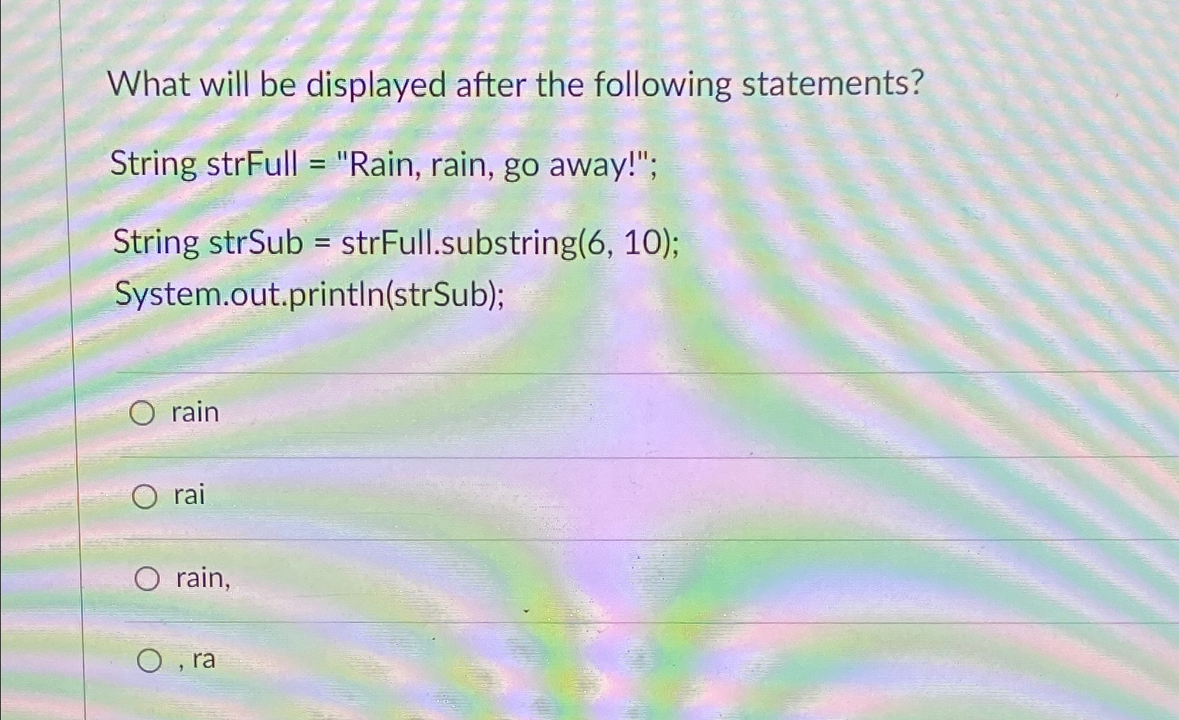 What will be displayed after the following