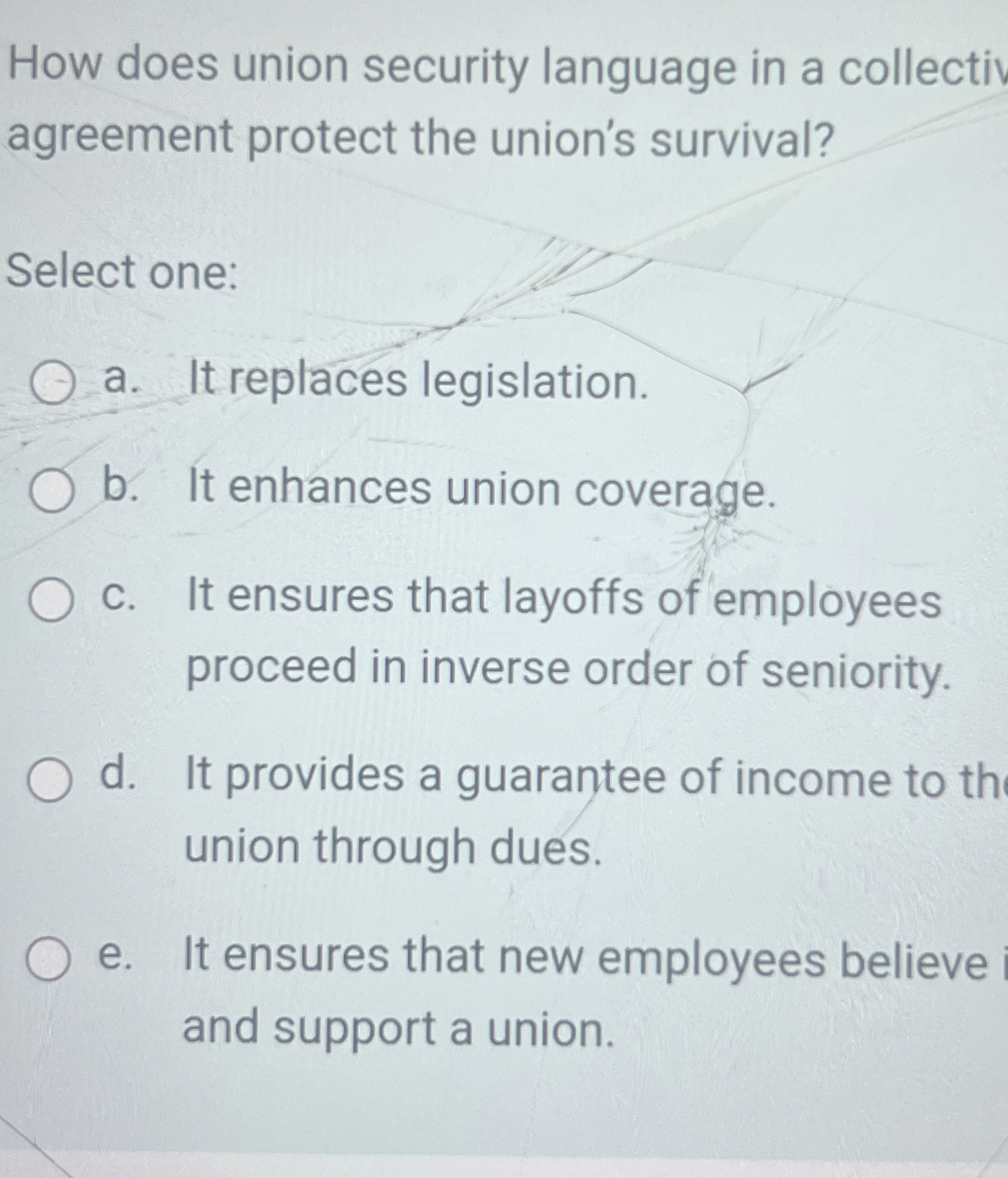 How does union security language in a collecti