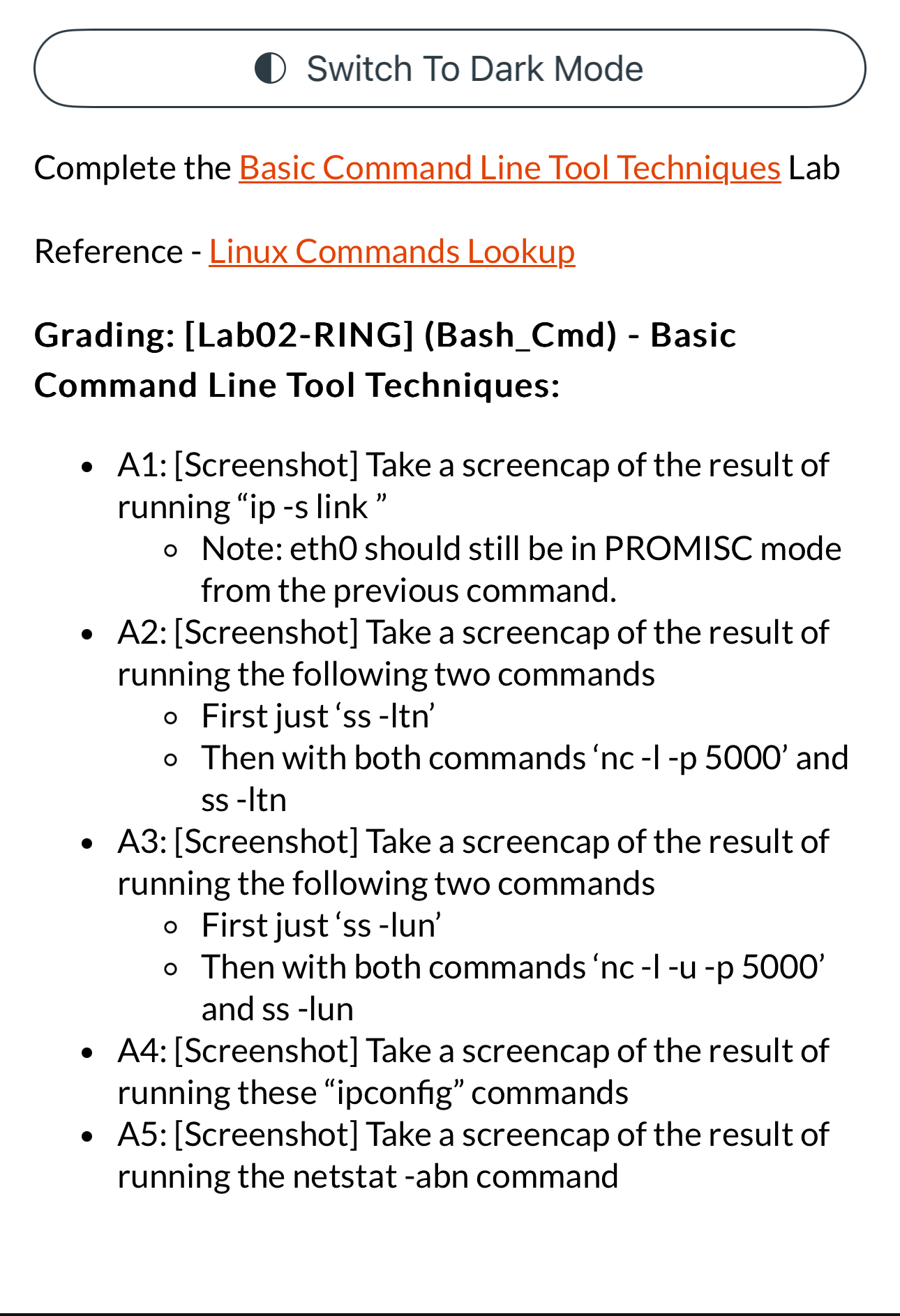 Switch To Dark Mode Complete the Basic Command