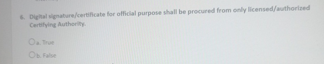 Digital signature / certificate for official