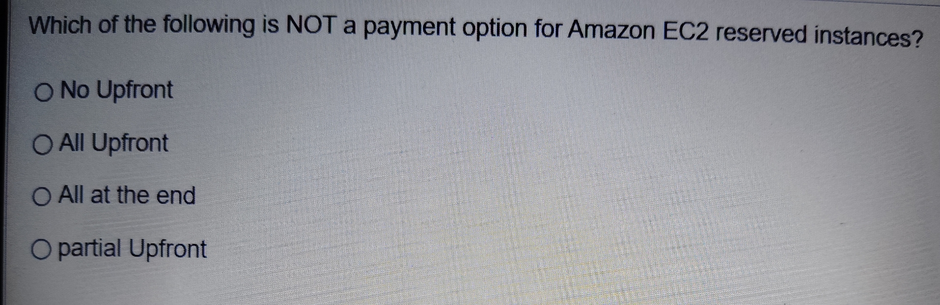Which of the following is NOT a payment option