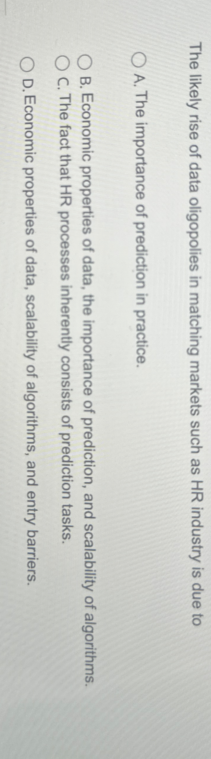 The likely rise of data oligopolies in matching