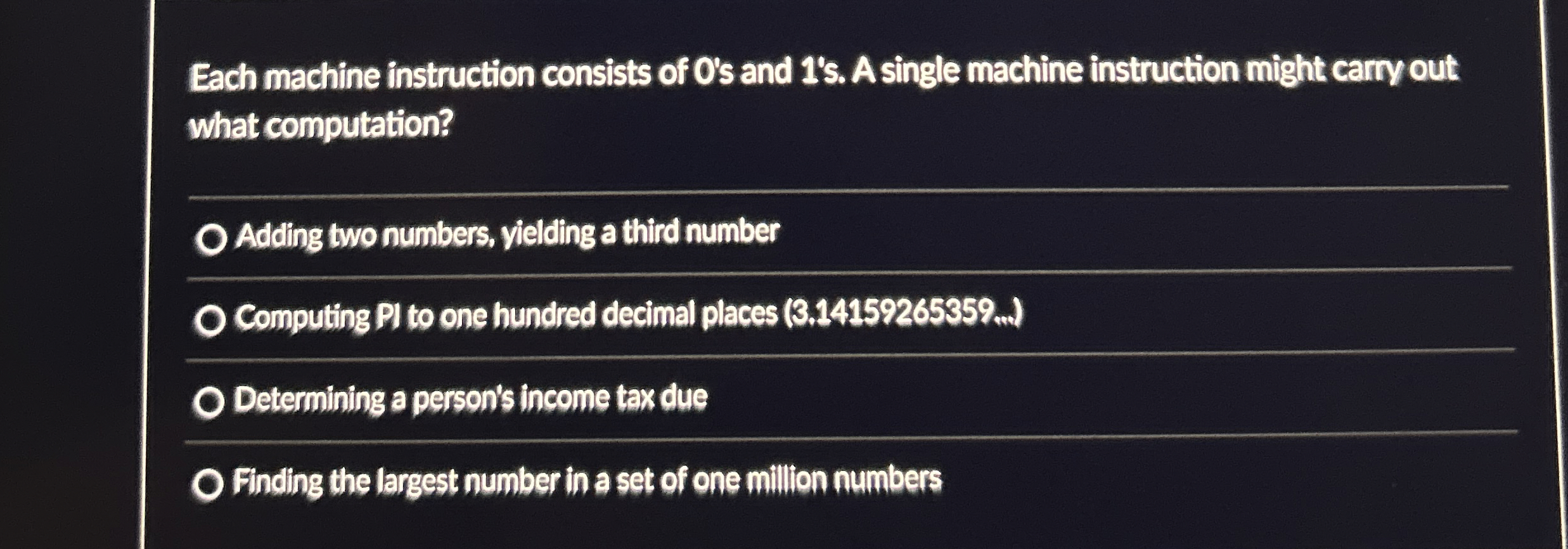 Each machine instruction consists of O ' s and 1