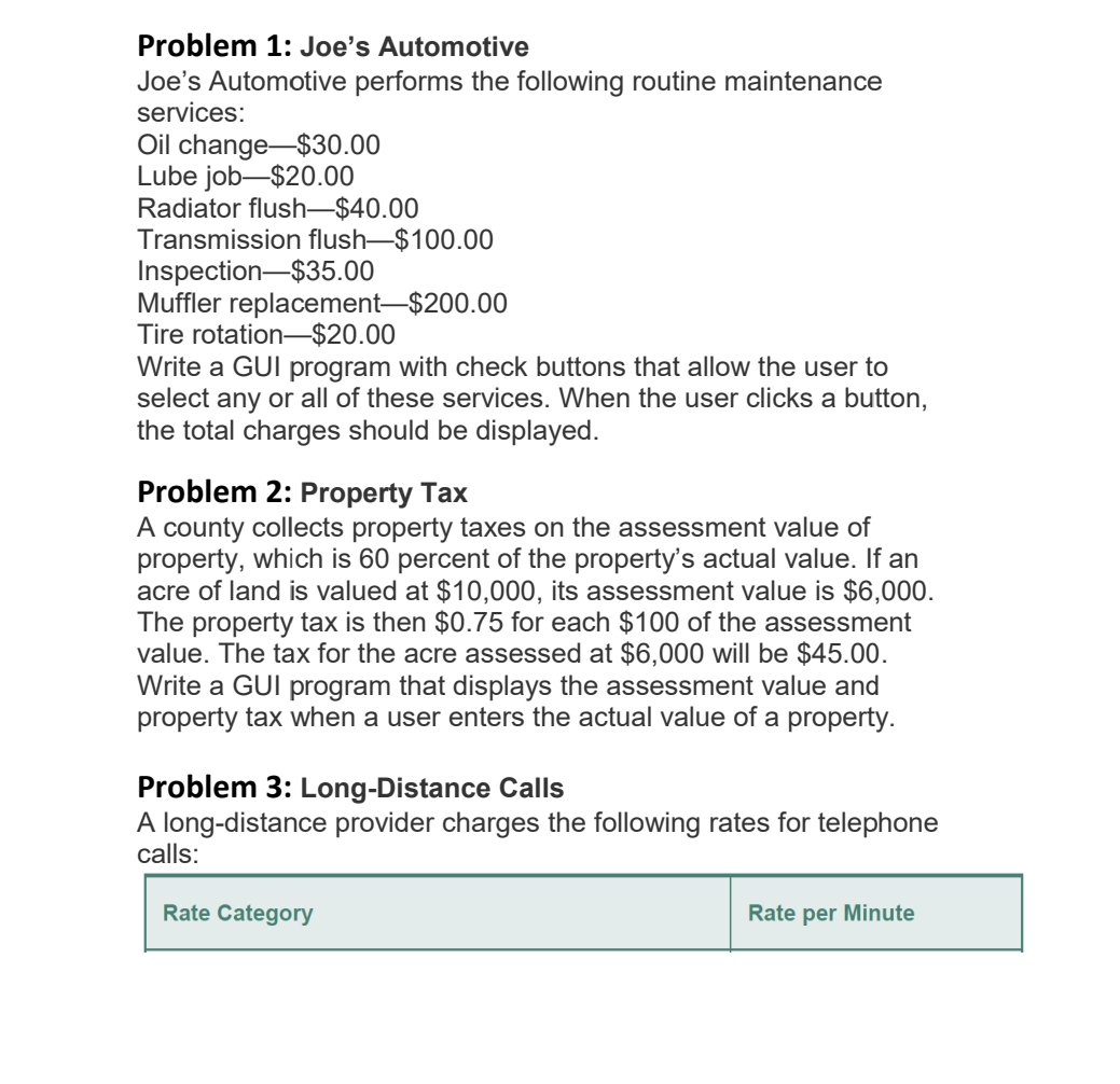 Problem 1 : Joe's Automotive Joe's Automotive
