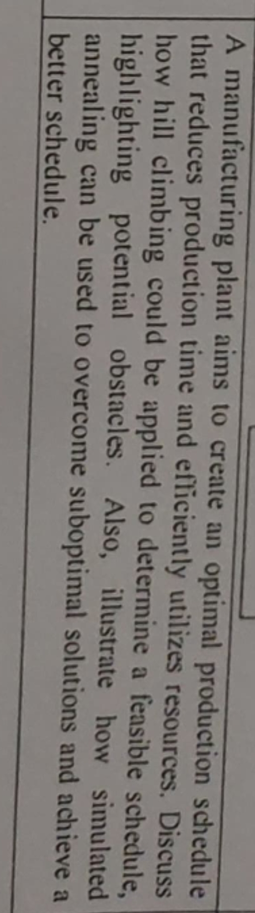 A manufacturing plant aims to create an optimal