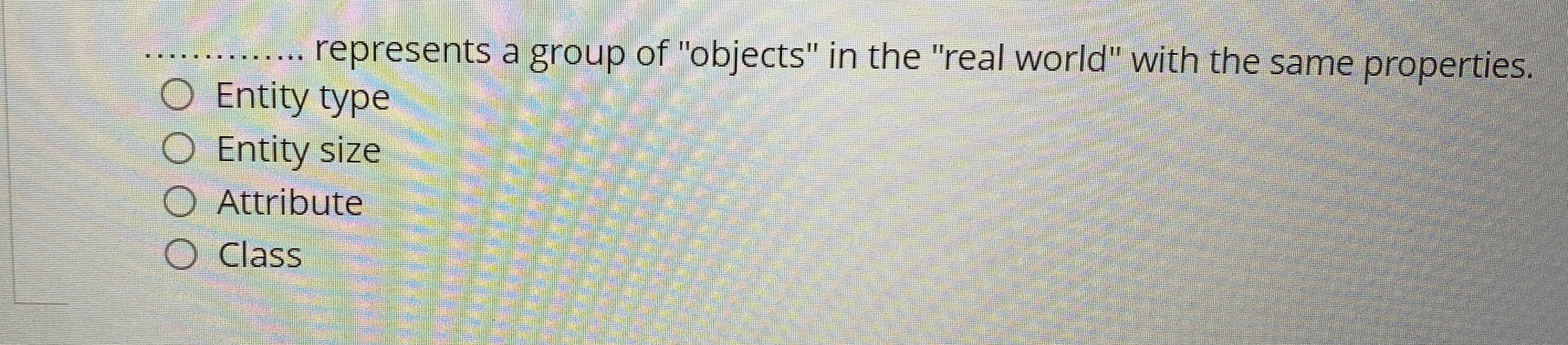 represents a group of "objects" in the "real