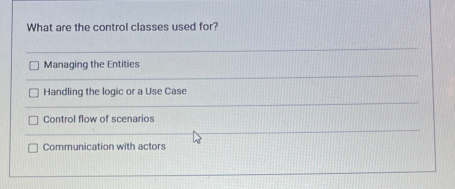 What are the control classes used for? Managing