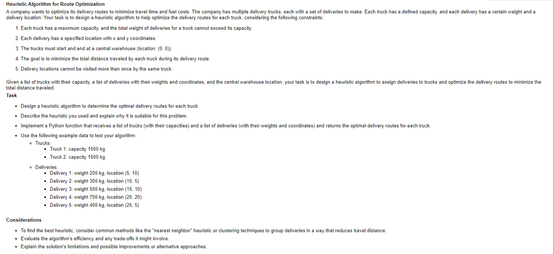 Heuristic Algorithm for Route Optimization