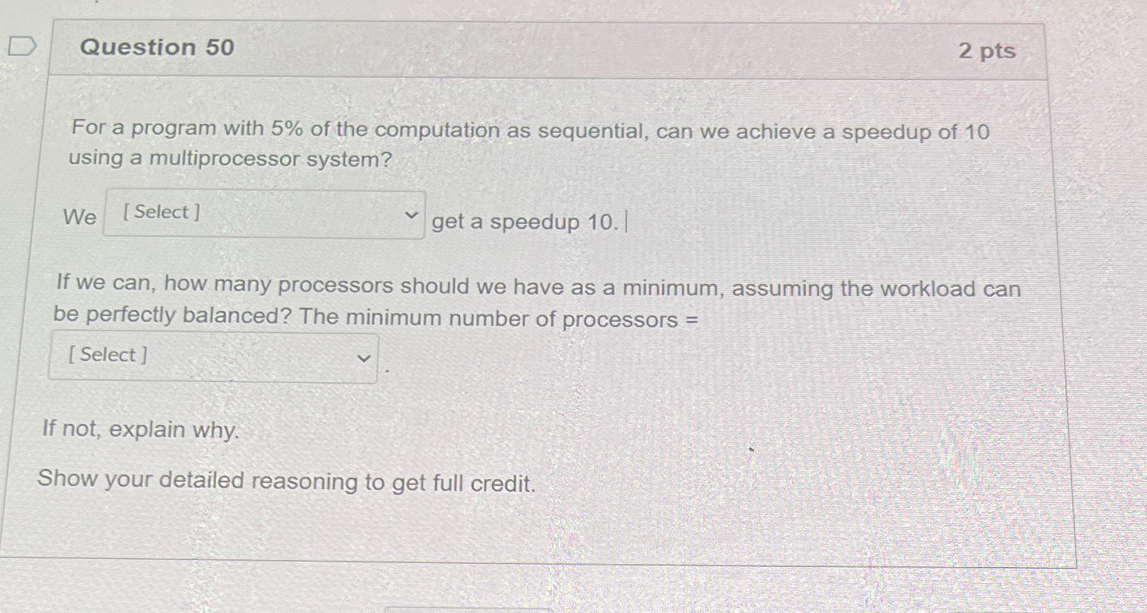 Question 5 0 2 p t s For a program with 5 % of
