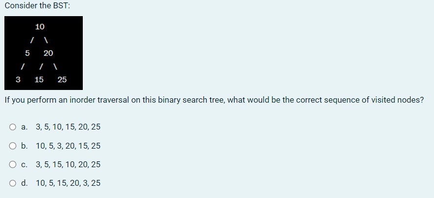 Consider the BST: If you perform an inorder