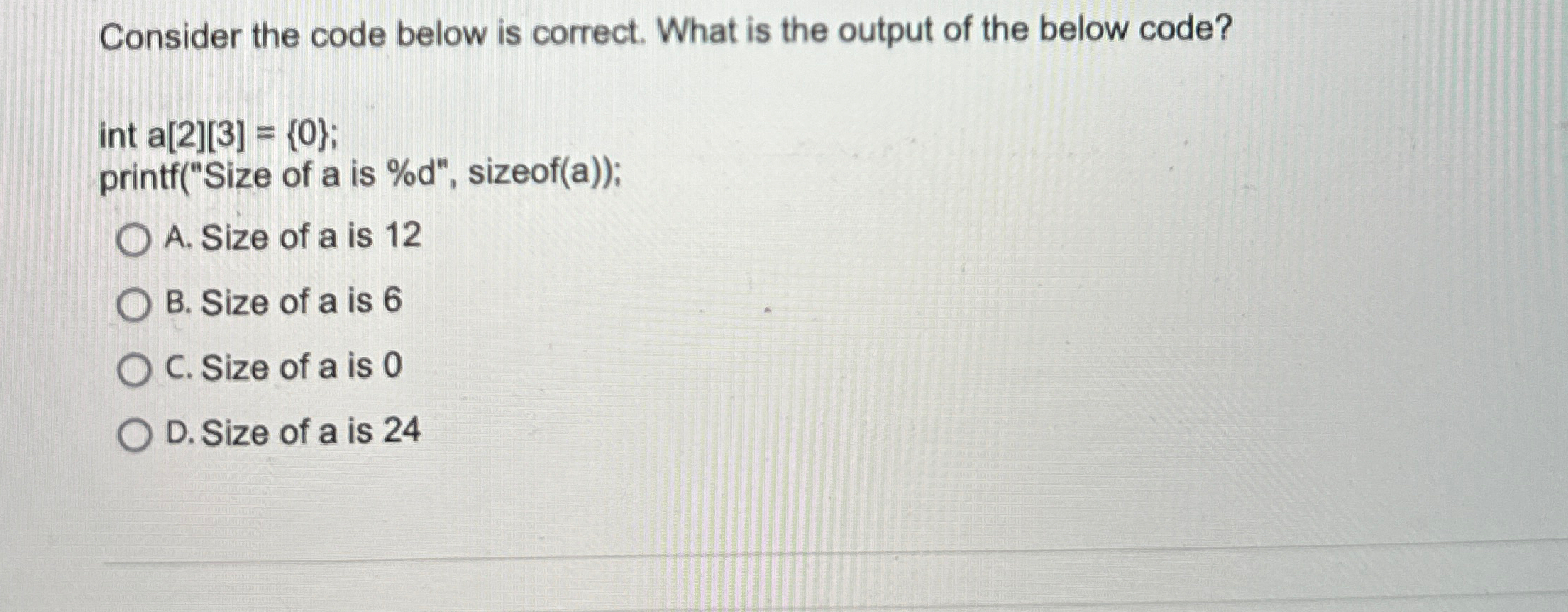 Consider the code below is correct. What is the