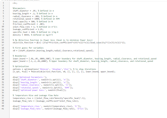 based on the matlab code provided how do i get a