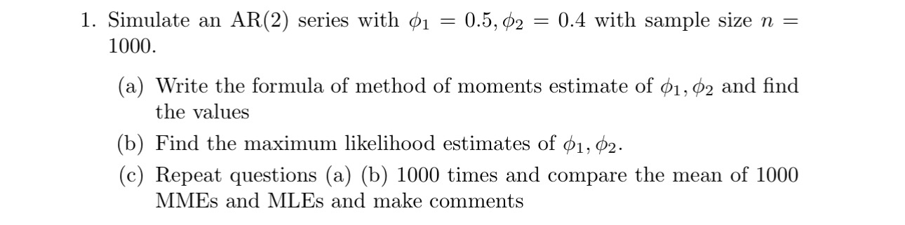 Give me Python code. Simulate an A R ( 2 ) series