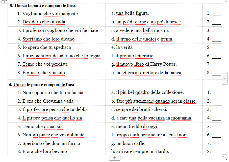 \ table [ [ \ table [ [ 3 . Unisci le parti e