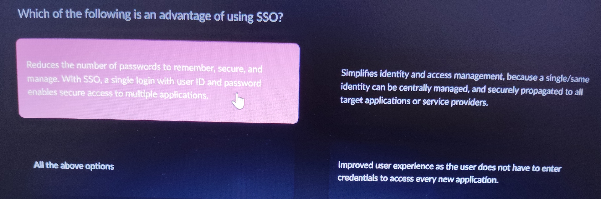 Which of the following is an advantage of using