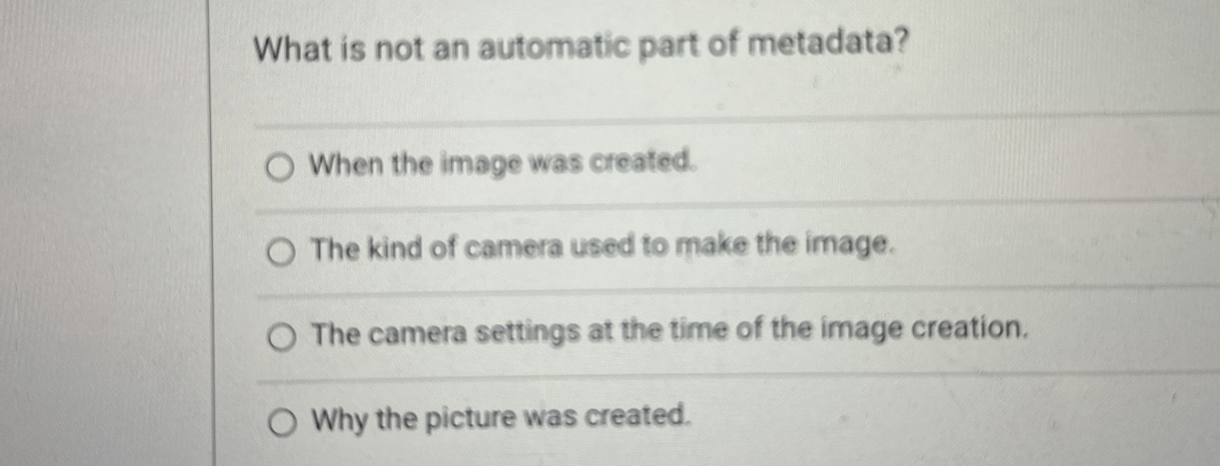 What is not an automatic part of metadata? When