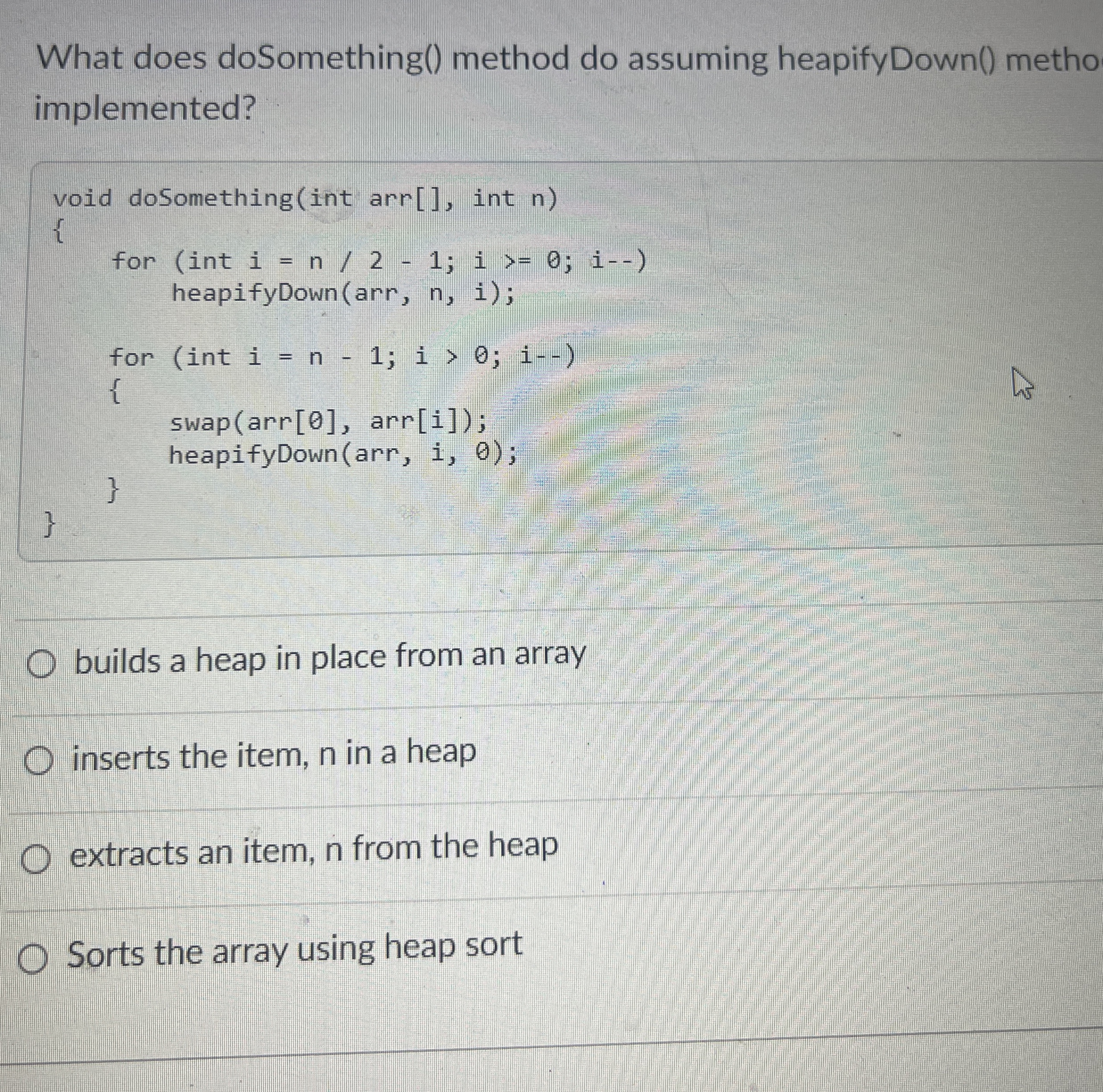 What does doSomething ( ) method do assuming