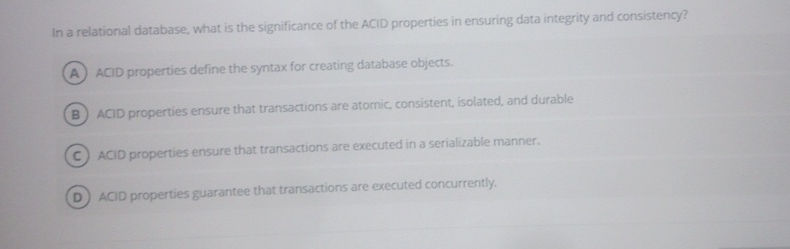 In a relational database, what is the