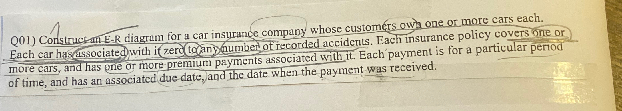 Q 0 1 ) Constructan - E - R diagram for a car