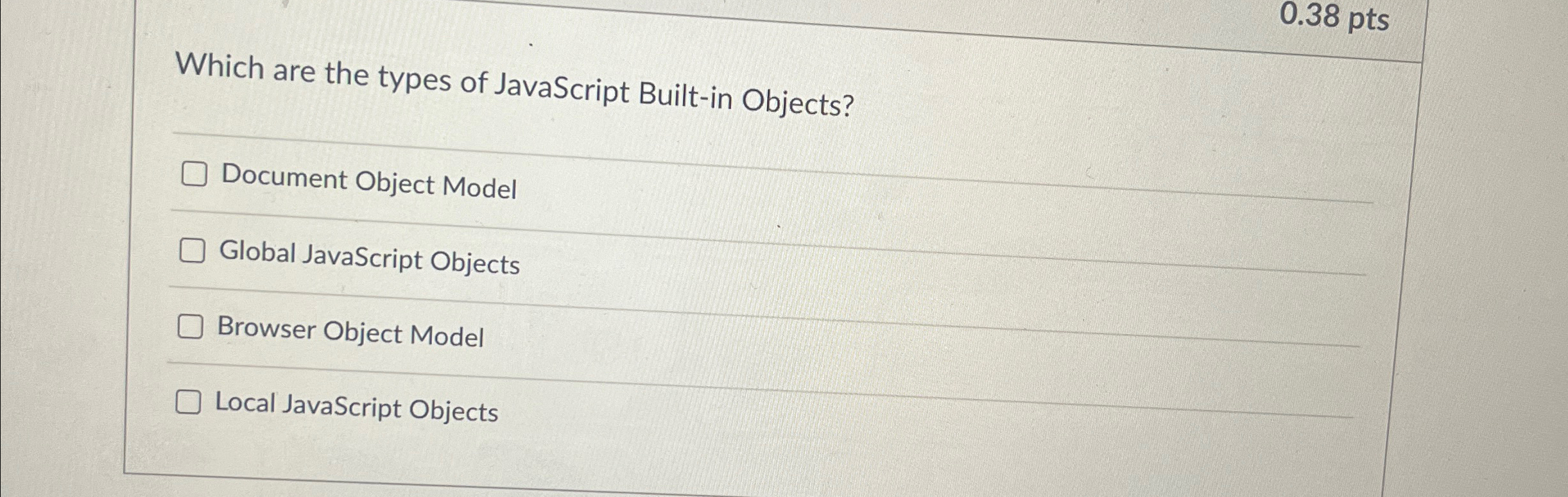 Which are the types of JavaScript Built - in