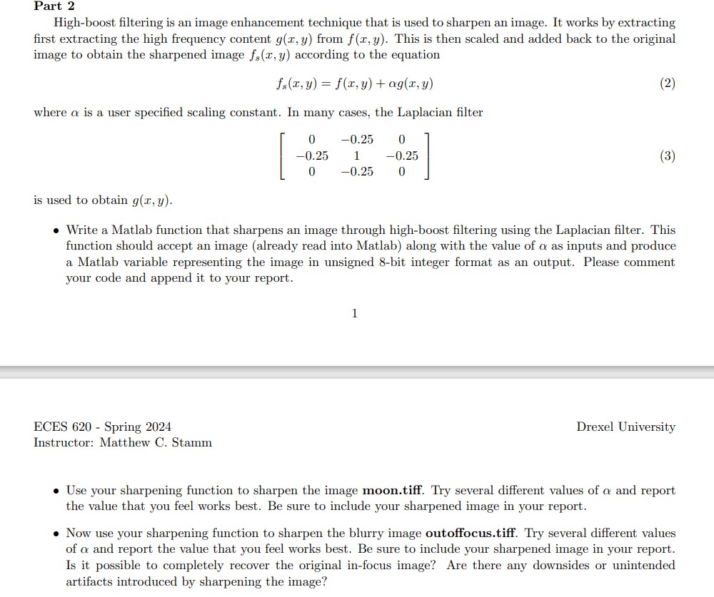 COURSE - Multimedia & Forensics , write Matlab