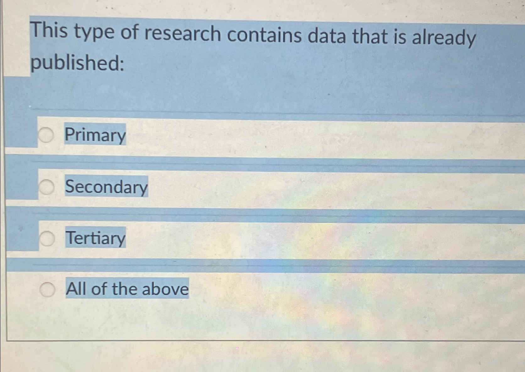 This type of research contains data that is