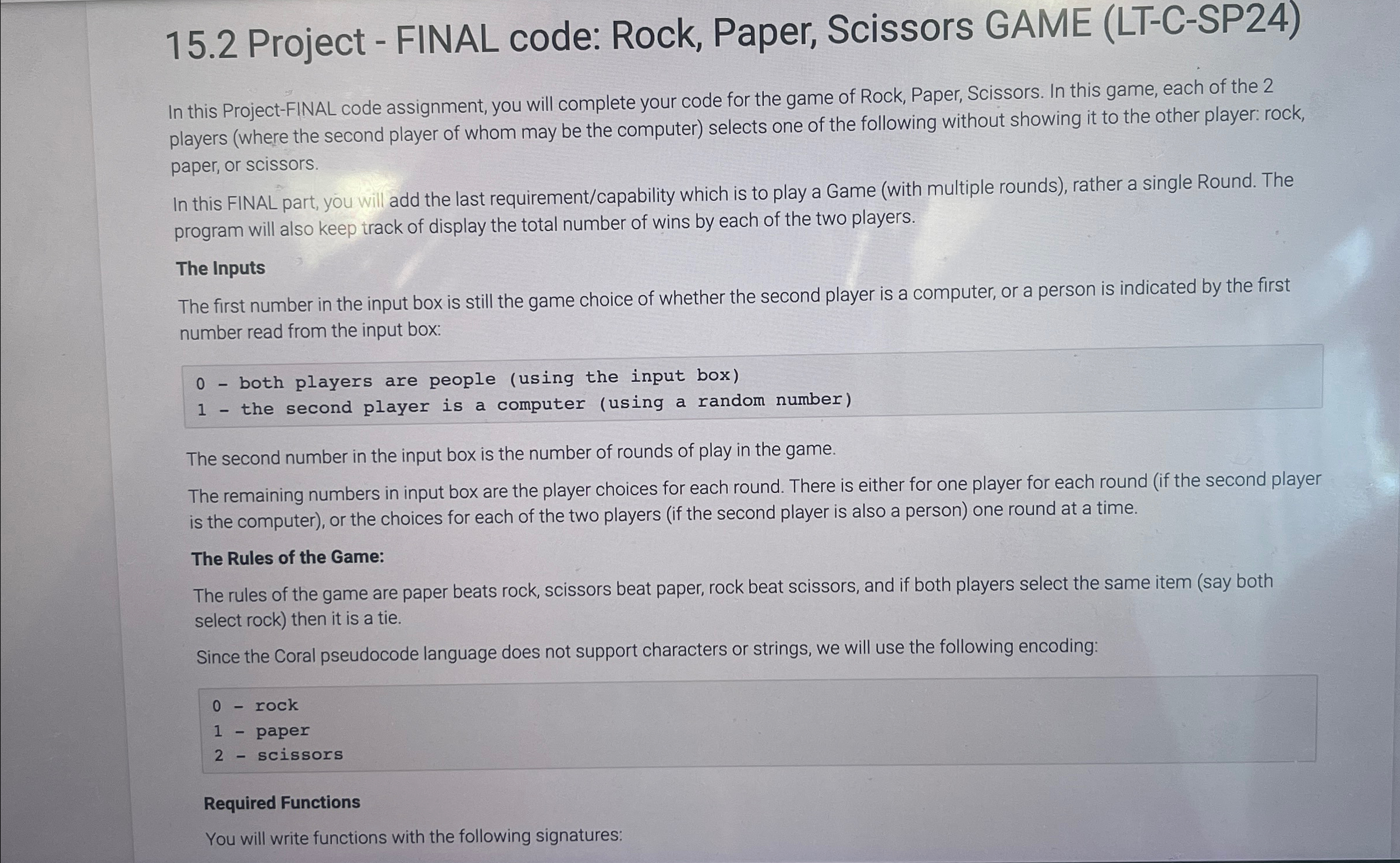 1 5 . 2 Project - FINAL code: Rock, Paper,