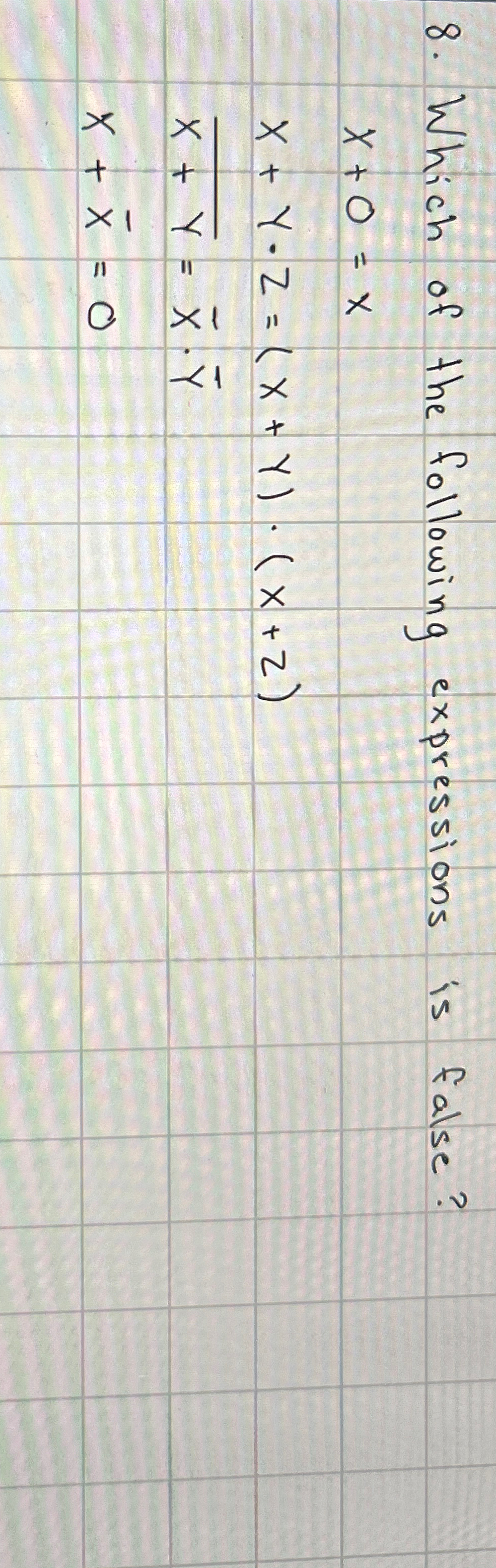 Which of the following expressions is false? x +