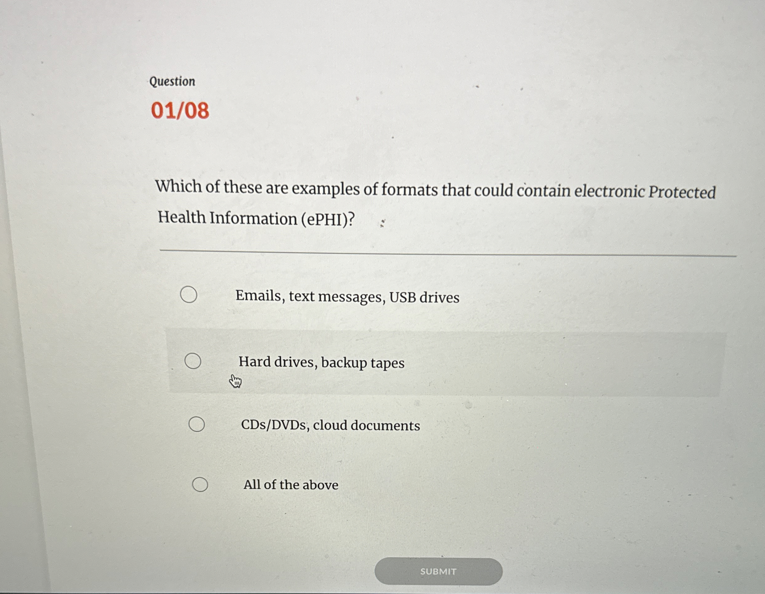 Question 0 1 / 0 8 Which of these are examples of