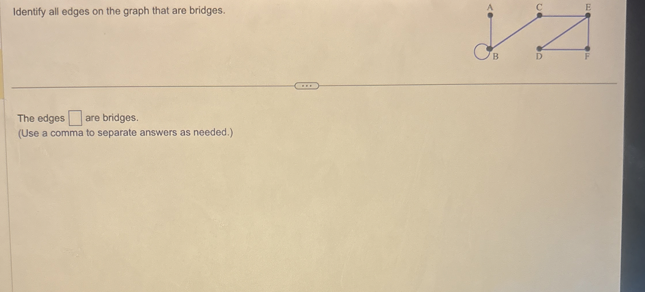 Identify all edges on the graph that are bridges.