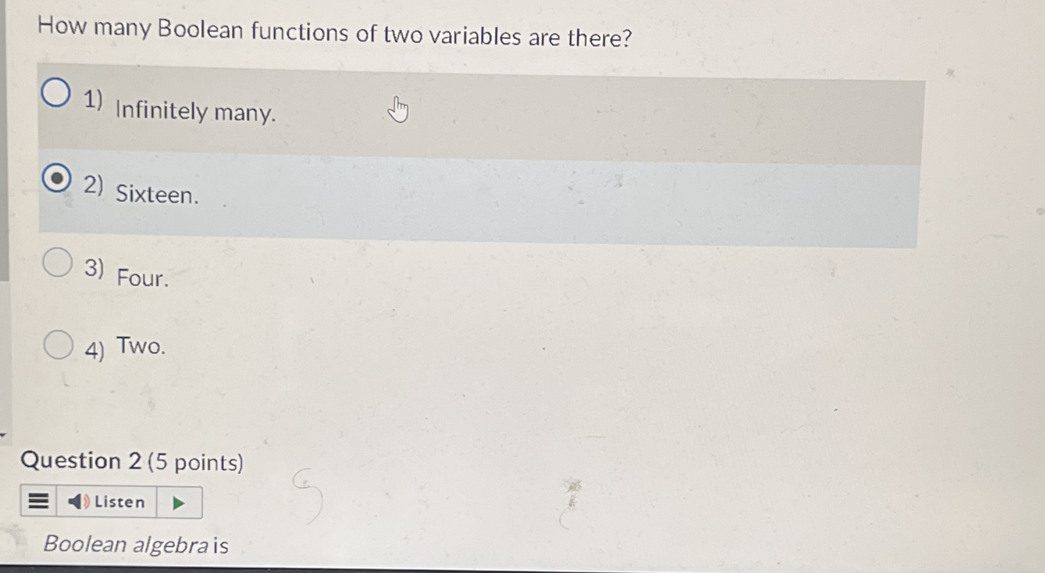 How many Boolean functions of two variables are
