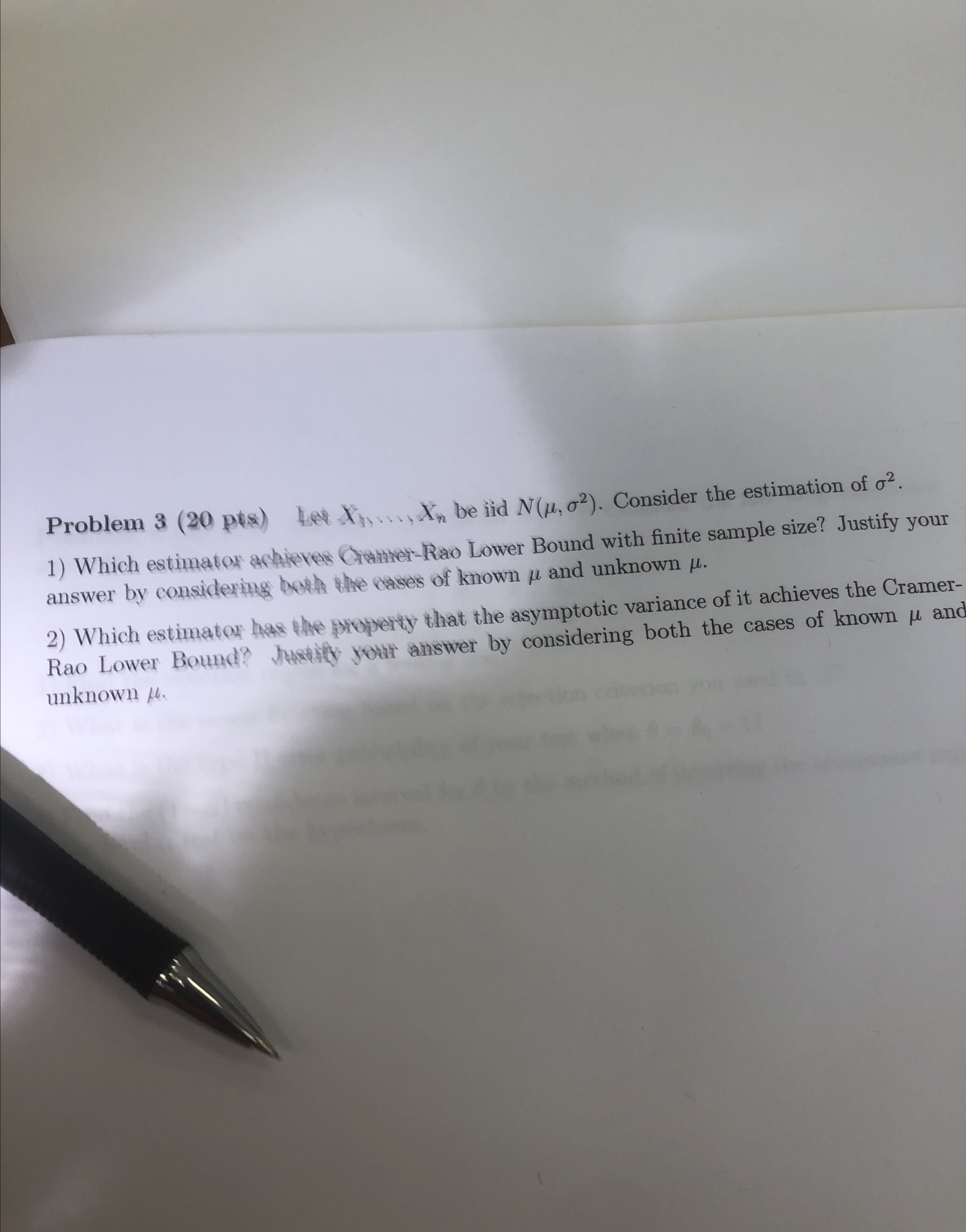 Problem 3 ( 2 0 pts ) x n d o t s x n be iid N (