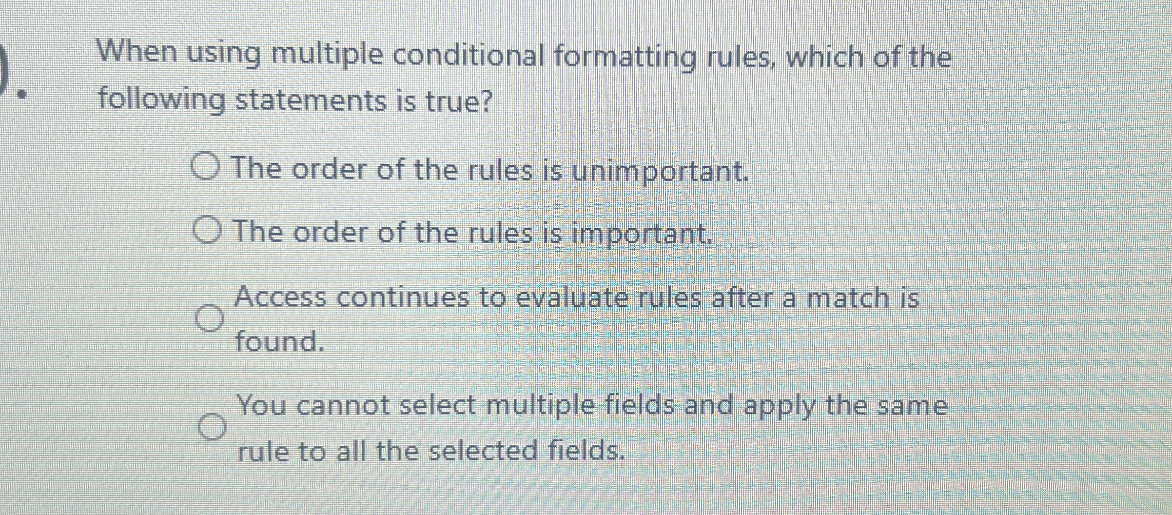 When using multiple conditional formatting rules,