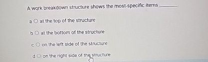 A wark breakdown structure shows the most -