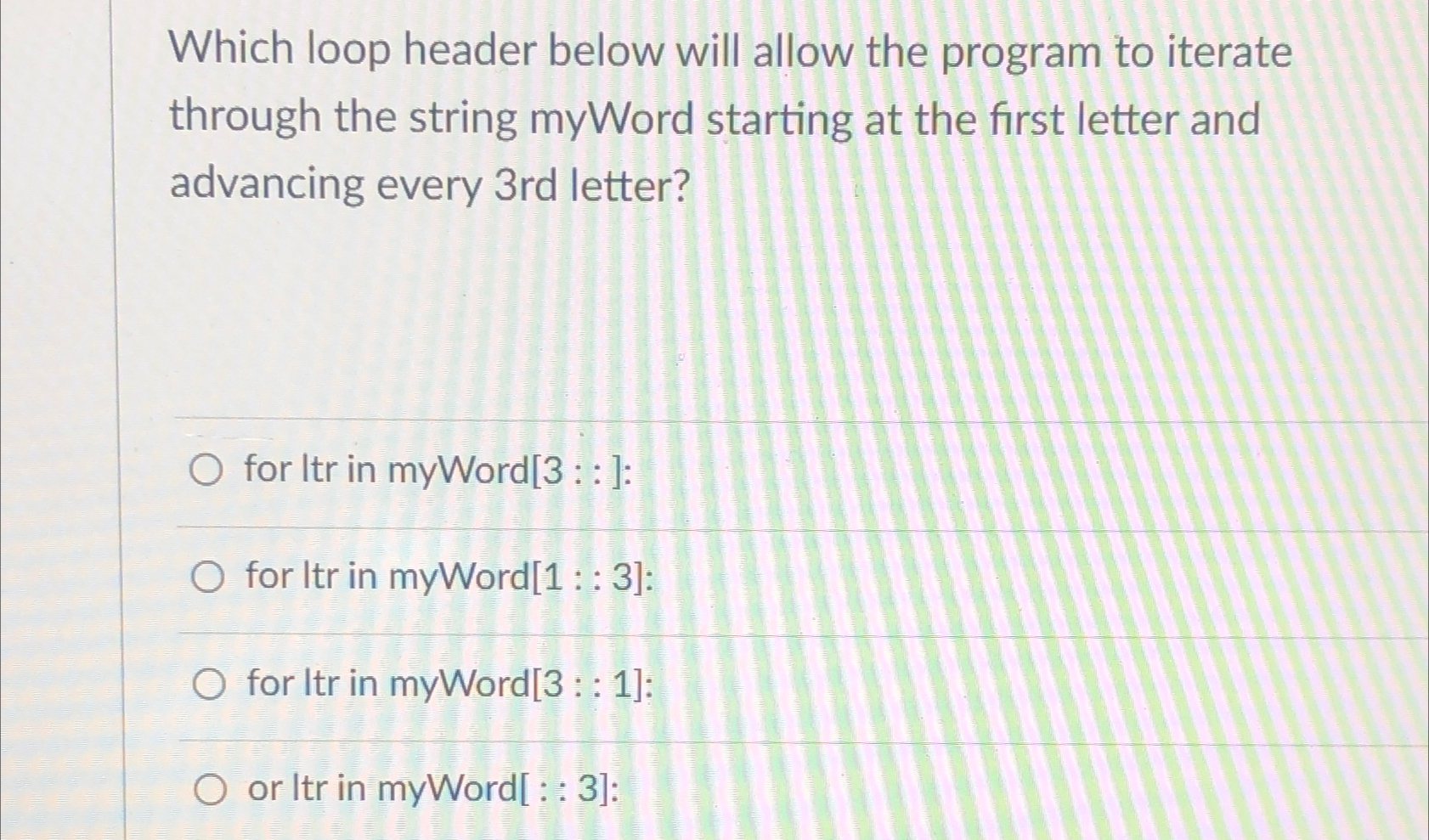 Which loop header below will allow the program to