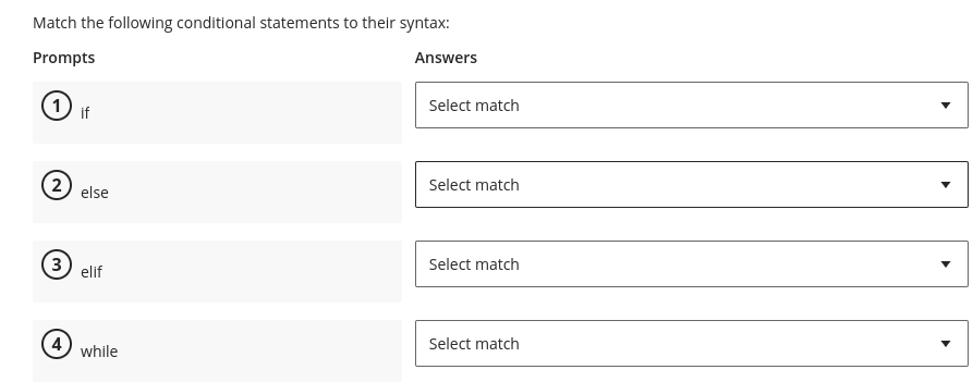 Match the following conditional statements to