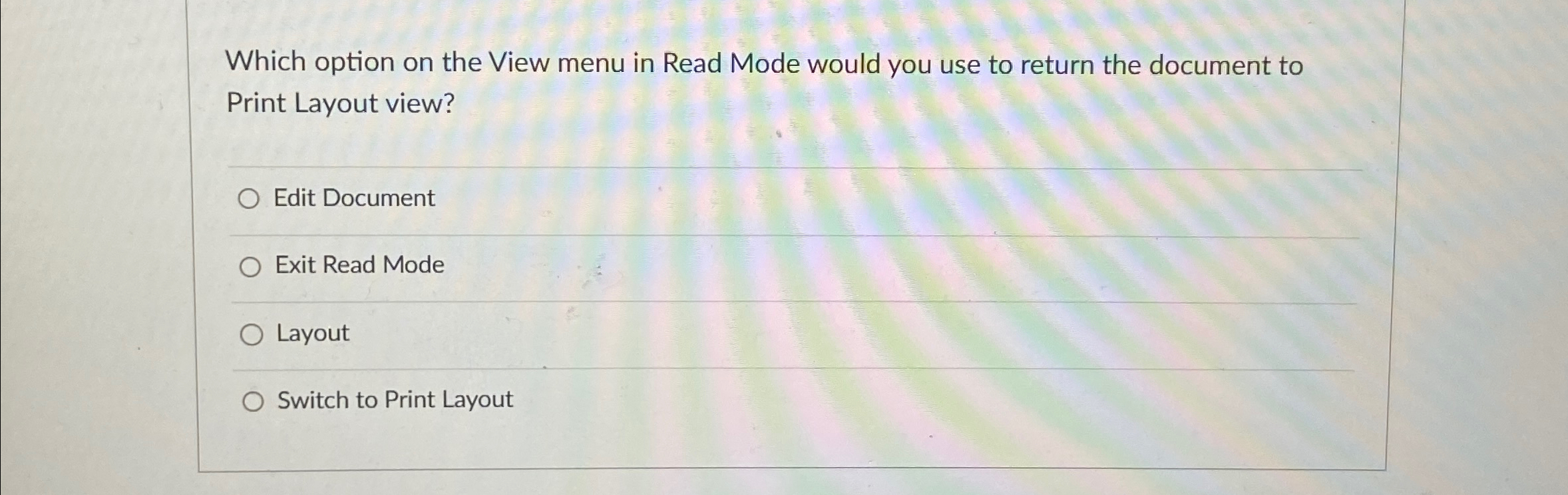Which option on the View menu in Read Mode would