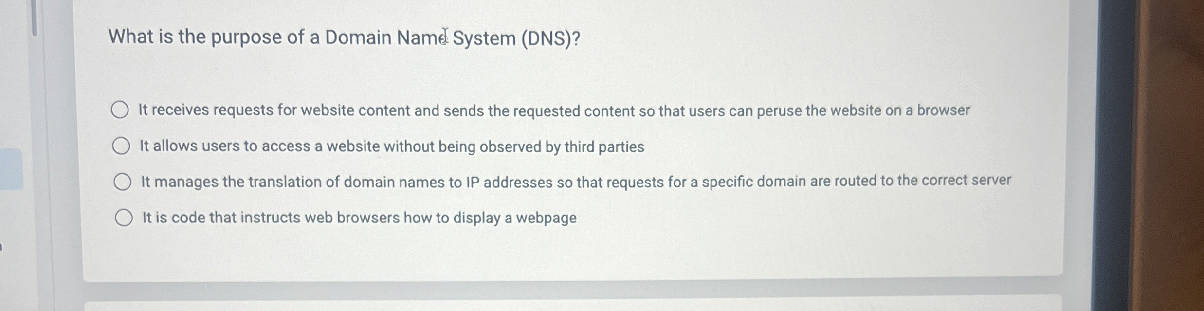 What is the purpose of a Domain Namd System ( DNS