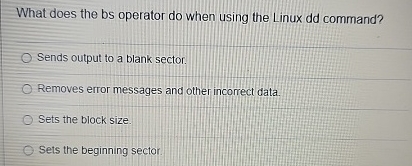 What does the bs operator do when using the Linux