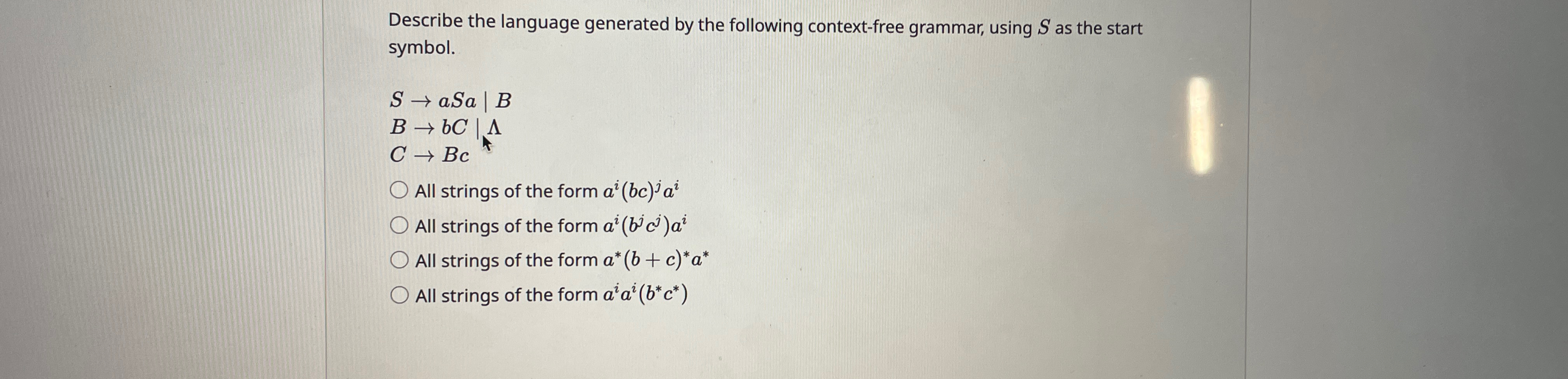 Describe the language generated by the following