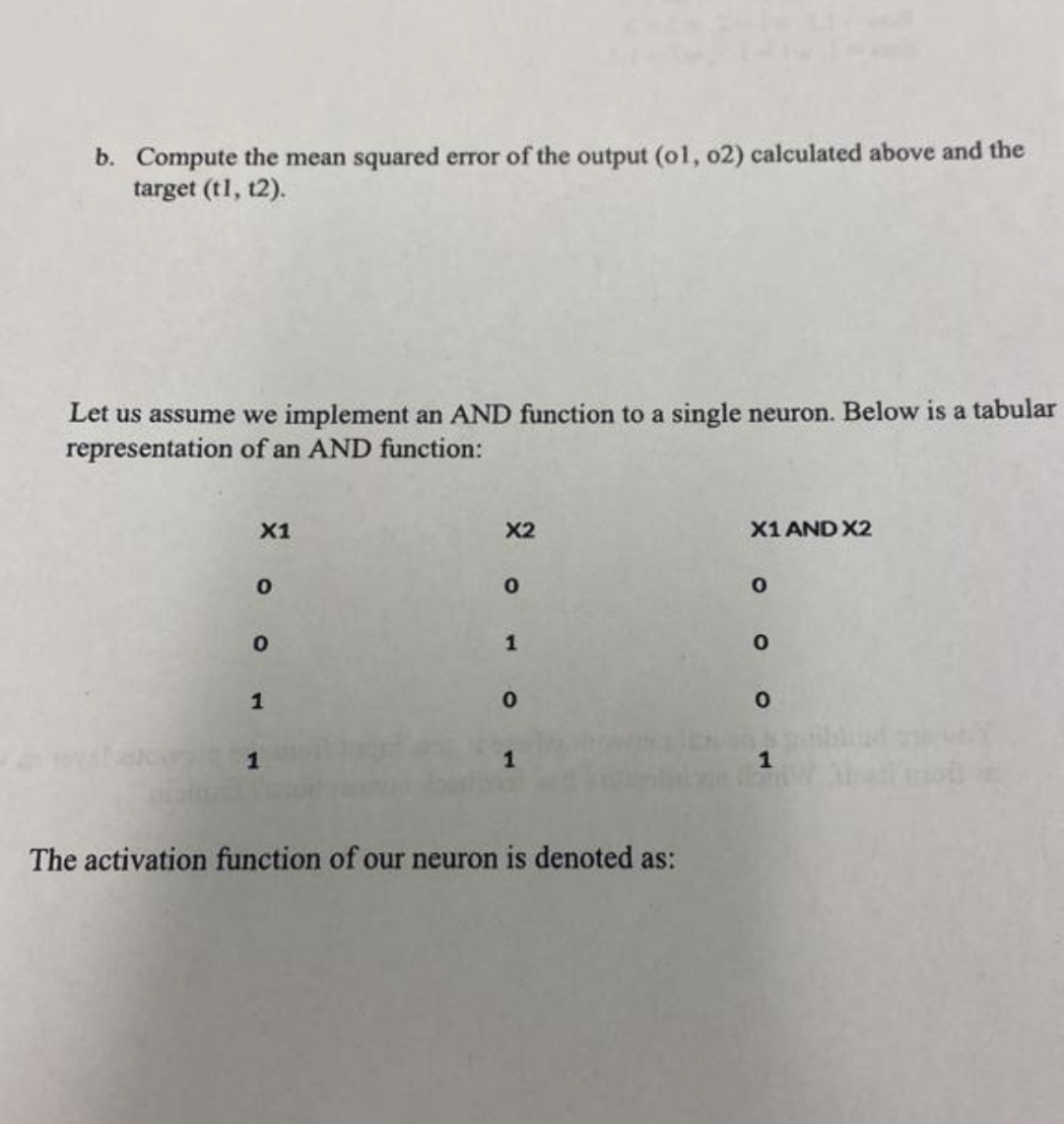 b . Compute the mean squared error of the output